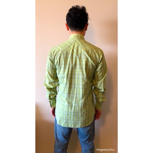 Vintage H Bar C Western Pearl Snap Long Tail Shirt - Picture 2 of 8